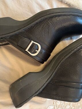 Born Black Leather Mule with Silver Buckle